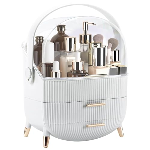 YGJT Makeup Organizer, Skincare Organizer for Vanity with Drawers, Makeup Storage Box, Large Capacity Cosmetic Display Cases Makeup Storage Box for Bedroom, Bathroom, Ideal Gifts for Women(White) - color: white1