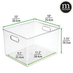mDesign Plastic Storage Organizer Container Bin for Kitchen Organization in Pantry, Cabinet, Countertop Fridge, Refrigerator, and Freezer - Hold Food, Drink, or Snacks, Ligne Collection, 4 Pack, Clear - size: 12 x 10 x 8 (Pack of 4)