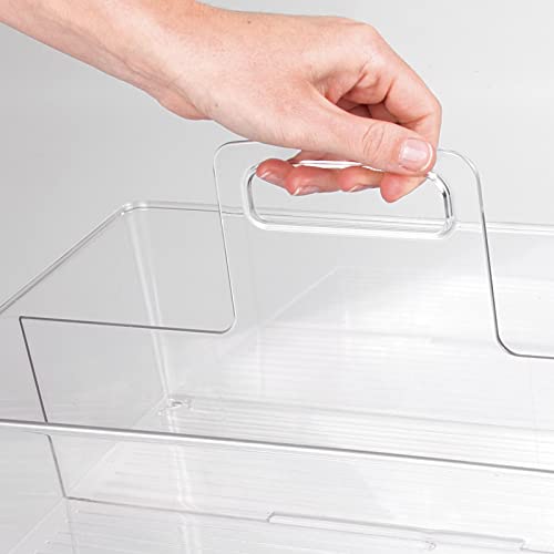 mDesign Large Plastic Divided Portable Storage Organizer Caddy Tote Basket Bin with Handle for Kitchen, Pantry, Countertop, Cabinet, Cupboard - Ligne Collection - Clear - size: Pack of 1