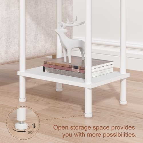 YUFAM End Table,Small Side Table,2-Tier Nightstand with Storage Shelf,Sofa Bedside Table for Small Spaces in Living Room,Bedroom, Office,Stable Frame,Easy Assembly,White - color: White, style: 2pcs No Plug