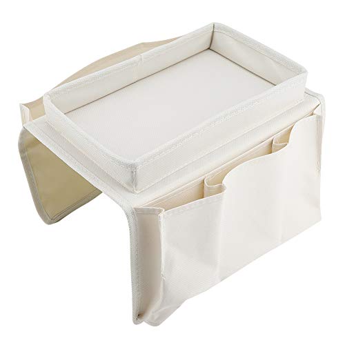 Armchair Caddy, Couch Caddy Chair Side Pocket Organizer Arm Chair Organizer Chair Arm Organizer Sofa Remote Control Holder(Beige) - color: Beige