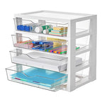 Vtopmart Clear Desk Organizer, 4-Tier Assemble Desktop File Organizer with Drawers, Office Desk Organization for Office Supplies