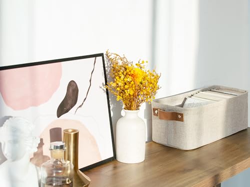 StorageWorks Narrow Storage Bins, Small Basket for Closet and Shelves, Fabric Organizer with Handles, Toilet Paper Storage, Brown and Beige, 2-Pack - color: Brown and Beige, size: 15"L x 6"W x 5"H