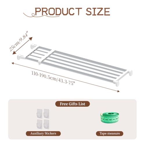 Hershii Tension Shelf Expandable Rod Closet System Heavy Duty Clothes Hanger Adjustable DIY Garage Bathroom Kitchen Storage Organizer Shoe Rack, Plant Stand, Bookshelf - color: Ivory, size: 46.85 - 75 inches
