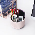 Hennaja Round Leather Art Supply Organizer,Remote Control Holder,360 Degree Spinning,Multi-Functional Pencil Holder,4 Compartments Desktop Stationary Organizer(1-Hill Pink) - color: 1-Hill Pink