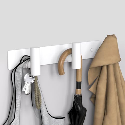 VAEHOLD Hat and Coat Wall Mount Rack - Hooks for Robes, Bags, Keys, and Towels - Bathroom Towel Hanger Organizer (White, “T“ Shape 3 Hooks 2 Pack) - color: White, size: “T“ Shape 3 Hooks 2 Pack
