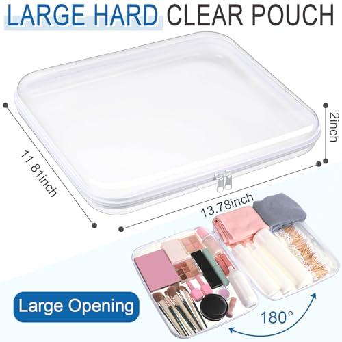 Sanwuta 6 Pcs Clear Hard Zipper Case Plastic Zipper Pouches Transparent Makeup Bag Pencil Case Pouches Toiletry Diaper Bag for Travel Toy Storage Organizer Bins(White,13.78 x 11.81 x 2 Inch) - color: White, size: 13.78 x 11.81 x 2 Inch