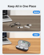 Luxtude Contact Lens Case, Cute Glasses and Contact Case 2 in 1, Built-in Mirror & Tweezers & Contact Lense Solution Bottle, Double Layer Travel Contacts Cases for Well Protection, Black - color: Black