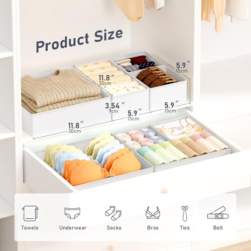 DIMJ Drawer Organizer Clothes 26 Pack - Foldable Baby Organizers and Storage & Closet Organizers for Bedroom, Closet - Nursery Organization Dresser Dividers for underwear, Sock,Bra, Belt, Tie,White - color: White, size: 26 Pack