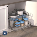 JOWBOOW (23" W x 22" D Cabinet Pull Out Shelves, 2-Tier | Heavy Duty Kitchen Pull Out Shelves for Wide Cabinets, 22 Inch Deep Sliding Cabinet Organizer - size: 23 x 22 Inch
