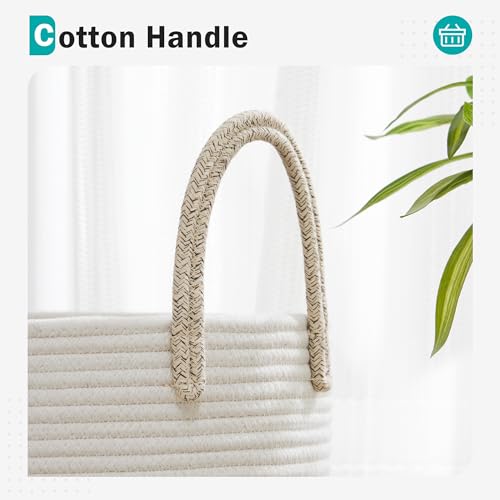 Cotton Rope Laundry Basket by YOUDENOVA, 72L Woven Collapsible Laundry Hamper, Clothes Hamper with Reinforced Handles in the Laundry Room, Bedroom, Bathroom, Brown - color: Brown, size: 72L