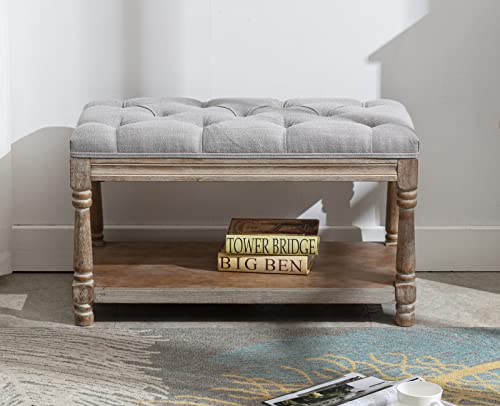Kmax Storage Entryway Bench Tufted Shoe Rack Bench Wood Window Bench for Hallway Entrance Bedroom Corner-1 Seat, Gray - color: Grey, size: Storage- 1 Seat