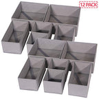 DIOMMELL 12 Pack Foldable Cloth Storage Box Closet Dresser Drawer Organizer Fabric Baskets Bins Containers Divider for Baby Clothes Underwear Bras Socks Lingerie Clothing,M Grey 444 - color: Medium Grey
