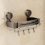 VOLPONE Shower Caddy Suction Cup, Corner Shower Shelves No Drilling, Showers Organizer Storage with Towel Bar & Removable Hooks, Bathroom Shower Shelf Rack for Inside Showers, Square - style: Square 1 Tier