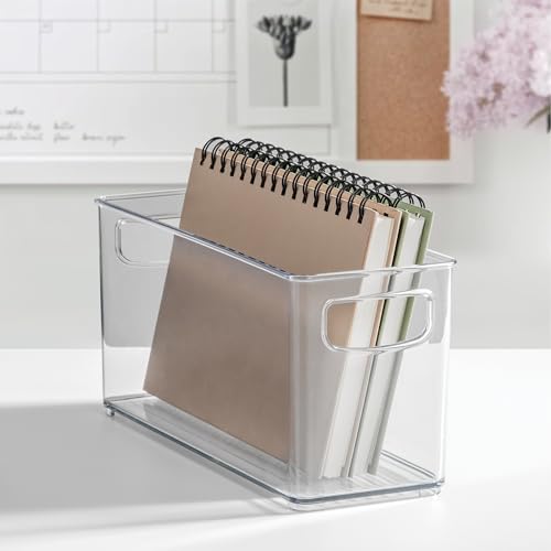 iDesign Slim Clear Plastic Stackable Storage Bin, Tall Narrow Organizer for Kitchen or Pantry, 4-Pack - style: Pack of 4