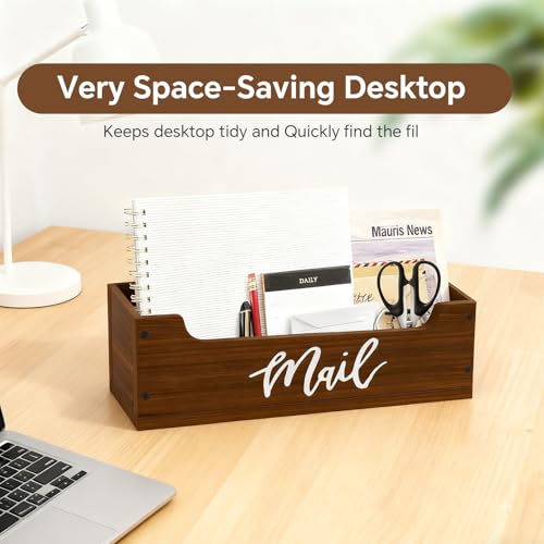 White Wooden Mail Organizer Countertop (Walnut + White) - color: Walnut + White