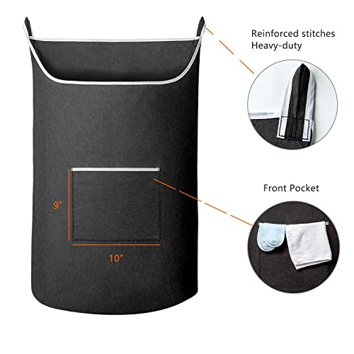 SAVERHO Black Hanging Laundry Hamper Bag, XL Door Hanging Hamper with Large Openging Laundry Hamper Storage Bag Large Size 36X22 Inch (Black) - color: Black
