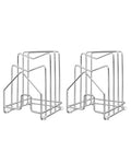 2 Pack Pot Lid Organizer Cutting Board Holder Inside Cabinet 304 Stainless Steel Pots and Pan Organizer Under Cabinet Pot Cover Cookie Sheet Bakeware Serving Tray Cooling Rack Stand Kitchen Countertop - color: 2 Packs Silver