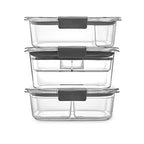 Rubbermaid Brilliance BPA-Free 3 Set Food Storage Containers with Lids, Removable Trays, Airtight, Leak-Proof, Ideal for Meal Prep, Lunch, and Leftovers - size: 6-Piece