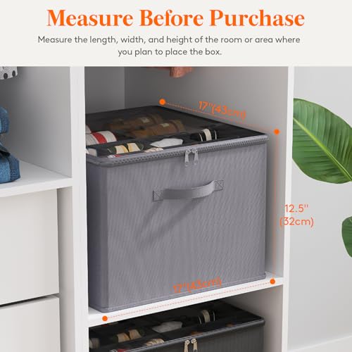 Lifewit Shoe Storage Organizer for Closet, Fabric Large Shoe Box Storage Containers with Clear Cover, Foldable Bins for Boots Heels Sneakers Fits 12-16 Pairs, 1 Pack Gray - color: Gray
