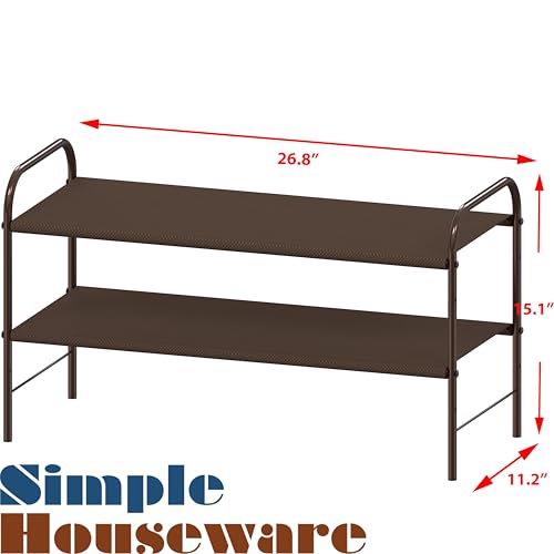 Simple Houseware 2-Tier Shoe Rack Storage Organizer, Bronze - color: Bronze, size: 2-Tier