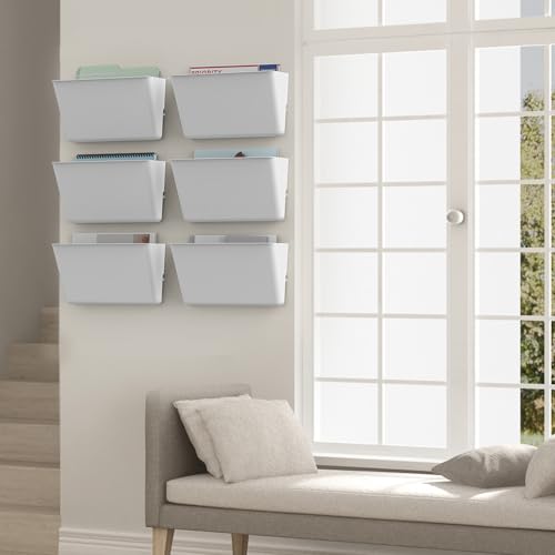 Gawerk Clear Acrylic Single Pocket, Plastic Hanging Wall Mount File Holder for Office Home (White, 3 Pack) - color: White, size: 3 Pack
