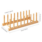 HBlife 4pcs Bamboo Dish Plate Bowl Cup Book Pot Lid Cutting Board Drying Rack Stand Drainer Storage Holder Organizer Kitchen Cabinet (Keep Dry) - color: Bamboo 8 Slots 4pcs