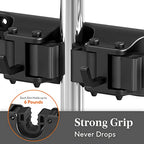 Lifewit Mop and Broom Holder Wall Mount, Anti-Slip Broom Hanger for Cleaning Supplies Organizer, Easy Install Tool Hanging Rack for Closet, Kitchen, Garage, 5 Slot 6 Hooks, Hold 30lbs, Black, 1 Pack - color: Black