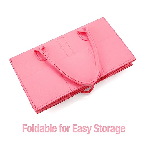 PandaEar Baby Diaper Caddy Organizer, Portable Diaper Holder Organizer Nursery Storage Basket for Wipes & baby stuff, Collapsible Baby Organizer with Divided Design (Light Pink) - color: Light Pink