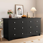 YESHOMY Black Dresser for Bedroom,6 Drawer Dressers, Storage Chest of Drawers for Hallway,Living Room, Entryway - color: Dark Black