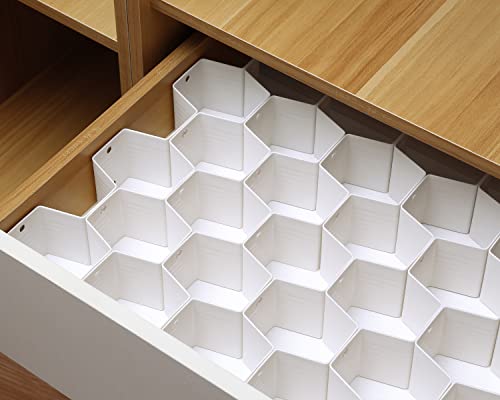 Drawer Splitter 16-piece Set Adjustable Honeycomb Organizer Tie Sock Organizer Underwear Panties Cosmetic Sorter (White) - color: White-2PCS