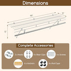 COSTWAY Closet Shelves Wall Mounted, Closet Shelf with Hanging Rod, Ventilated Metal Wire Shelving Kit, Wire Wall Shelf for Laundry Room, Bedroom, Home, Mounting Accessories Included (4 ft x 12 in) - size: 4 ft x 12 in