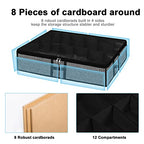 Under Bed Shoe Organizer Storage for Closet 2 Pack- Fits 24 Pairs Underbed Shoes Container Boxes with H Shap Sturdy Handles and Clear Window,Foldable Shoe Rack Holder,Black - color: Black-24pairs, style: H-Handle
