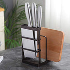 VANRA Metal Steel Cutting Board Holder Knife Block Kitchen Organizer Pantry Bakeware Rack Pan Pot Cover Lid Rack Stand (Bronze) - color: Bronze, size: 4.7"L X 5.5"W X 8.5"H - Without Draining Tray