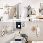 Coat Rack Wall Mount Coat Hooks - White Hook Rack with 4 Hooks Aluminum Wall Rack Hooks for Hanging Coat Hat Bag Towel Hanger Rustproof Coat Holder - color: White, size: Square 4 Hooks 1 Pack