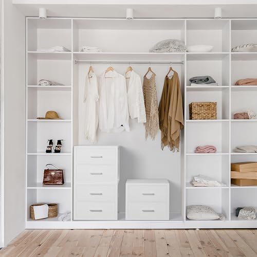 BOLUO Stackable Storage Drawers Closet Organizers and Storage Fabric White 2 Drawer Dresser for Bedroom Modern - color: White, size: M(11.2"D x 15.2"W x 16.1"H)