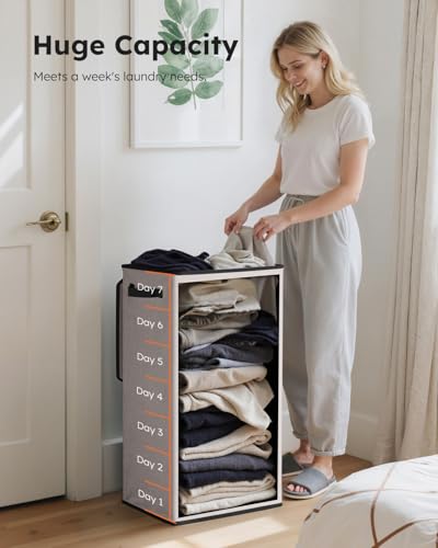 SOLEDI Laundry Hamper with Lid 100L Large & Tall Collapsible Laundry Basket, Clothes Hamper with Bag Removable Easy to Carry, Dirty Hampers for Bedroom, Bathroom, Dorm, College,Light taupe - color: Light taupe, size: 100L