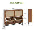 Shoe Cabinet, Shoe Storage Cabinet with 4 Flip Drawers, Freestanding Shoe Organizer Shoe Rack for Entryway, Hallway, Living Room (Walnut - 8 Tiers) - color: Walnut - 8 Tiers