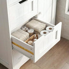 Casaphoria Bathroom Storage Cabinet with Drawers, Freestanding Floor Cabinet with Door and Adjustable Shelf, 4-Drawer Sideboard for Bathroom, Living Room, Kitchen, White - size: 22.04"L×11.81"W×32.68"H