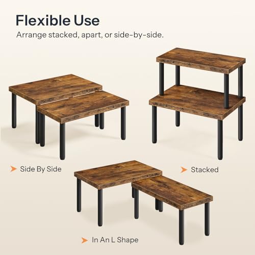 HOOBRO Cabinet Organizer Shelf, kitchen countertop organizer, Kitchen Storage, Spice Rack for cabinet, Stackable, Expandable, for Countertop,kitchen,cabinet, Rustic Brown BF15TL01 - color: Rustic Brown + Black