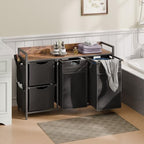 Laundry Sorter with 4 Sections, Laundry Hamper with Wheels, Laundry Basket with Small Side Pockets and Pull-Out Removable Liners,for Laundry Room Bedroom Bathroom (150L) - size: 150L