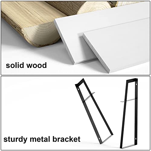 SRIWATANA Floating Wall Shelves, Rustic Wood Shelves Book Shelves Wall Mounted Ideal Room Decor (White) - color: White