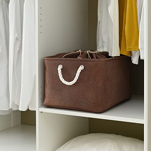 TheWarmHome Organization and Storage Basket for Organizing - 17x14x10 inch 3 Pack Fabric Storage Cubes, Collapsible Storage Bins for Shelves Closet Organizer Toy Gift Cloth (Brown) - color: Brown, size: 3PCS/X Large -17.7Lx13.8Wx9.8H