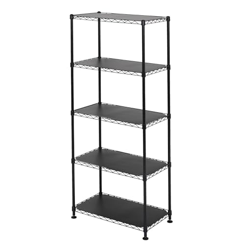 SafeRacks - NSF Certified Storage Shelves, Zinc, Heavy Duty Steel Wire Unit with Adjustable Feet, Garage or Bakers Rack, Kitchen, Pantry Shelf - (24"x14"x60" 5-Tier) (Black) - color: Black, size: 14"x24"x60" 5-Tier