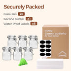 ComSaf Set of 6 Square Glass Spice Jars with Airtight Lids (4 Oz), Mini Favor Jars with Wire Clamp for Honey, Herbs & Farmhouse Kitchen Pantry Organization, with Funnel & Labels - size: 4oz*6
