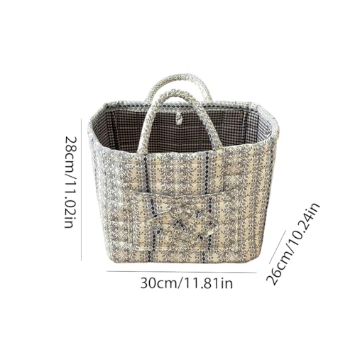 Floral Fabric Storage Basket Car Interior Storage Basket Underwear Sundries Laundry Baskets Supplies Home Organizer Bag (Lace Blue) - color: Lace Blue