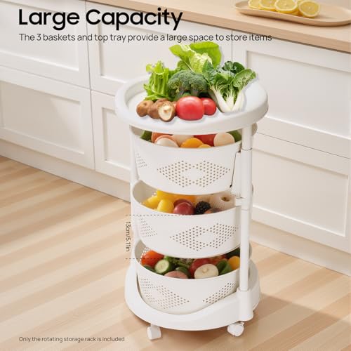 5 Tier Kitchen Storage Cart Multi-Layer Storage Basket with Wheels Fruit Vegetable Storage Shelves Racks Rolling Storage Cart for Kitchen Living Room Bedroom (3 Tier) - size: 3 Tier