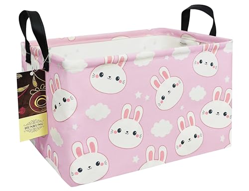 HUNRUNG Rectangle Storage Basket Cute Canvas Organizer Bin for Pet/Children Toys, Books, Clothes Perfect for Rooms/Playroom(REC-Cute Rabbit) - color: HR-REC-Cute Rabbit