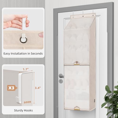 STORAGE MANIAC Over the Door Shoe Organizer with Curtain Dustproof Heavy-Duty Large Deep Pocket Hanging Shoe Organizer for Closet Dorm & Narrow Door Storage Shoe Holder Shoe Rack, 7-Shelf Beige 1 Pack - color: Beige, size: 7-Shelf