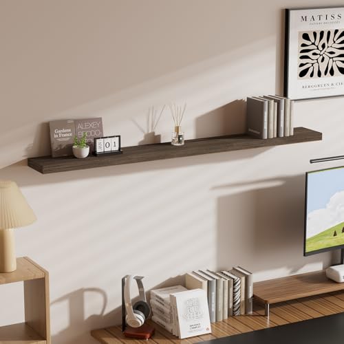Floating Shelves for Wall, Bathroom Shelves Over Toilet, Wall Shelves & Book Shelf for Room, Hanging Shelf, Modern Wooden Mounted Floating Shelves, 48x7x1.5 in (Smoke Gray, Set of 1) - color: Smoke Gray, size: 48"(set of 1)